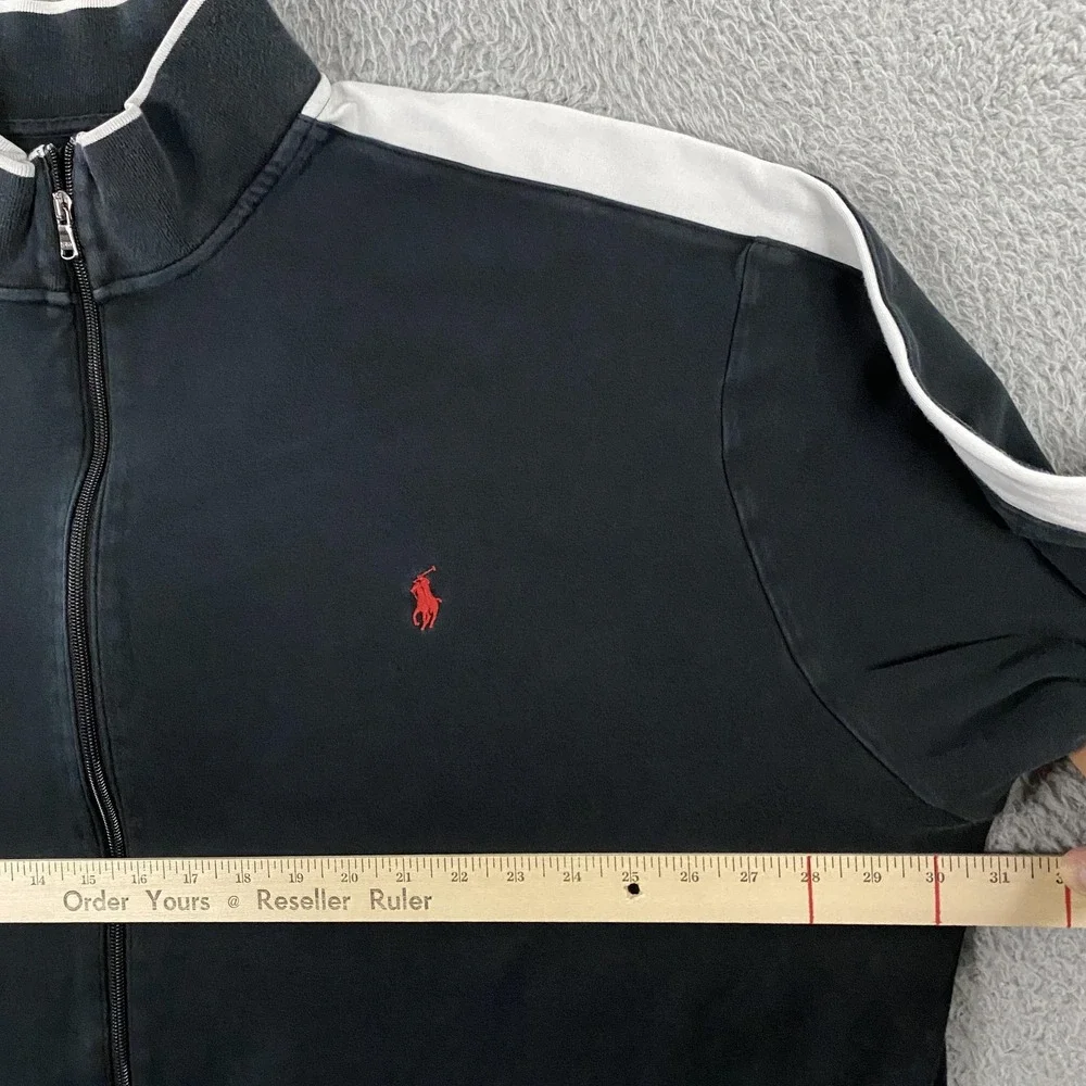 Polo‎ Ralph Lauren Jacket Mens 3XLT Black White Track Full Zip Mock Neck Pony